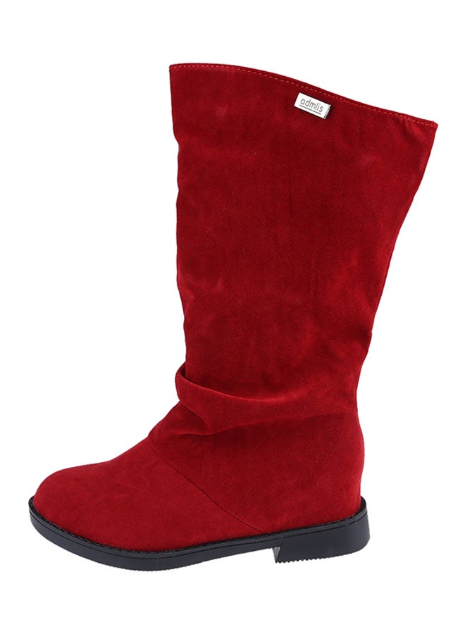 Flat High Leg Slouch Boot Red - Image 1