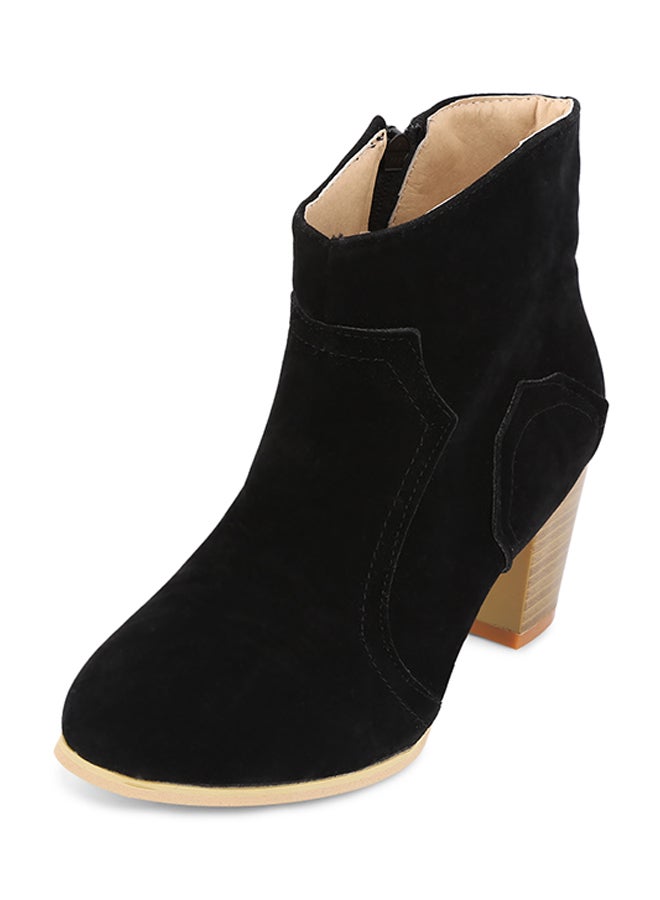 Generic - Patchwork Design Scrub Ankle Booties Black - Image 1