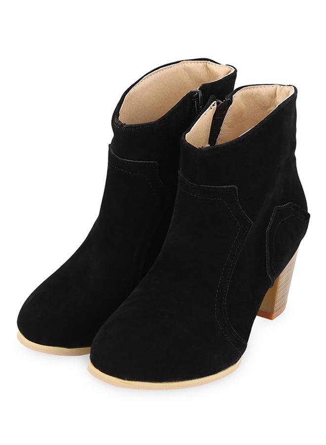 Generic - Patchwork Design Scrub Ankle Booties Black - Image 1
