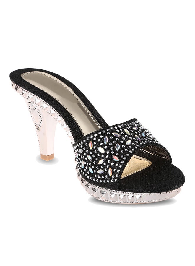 Open Toe High Heel Sandal Black/Silver  - Image 1