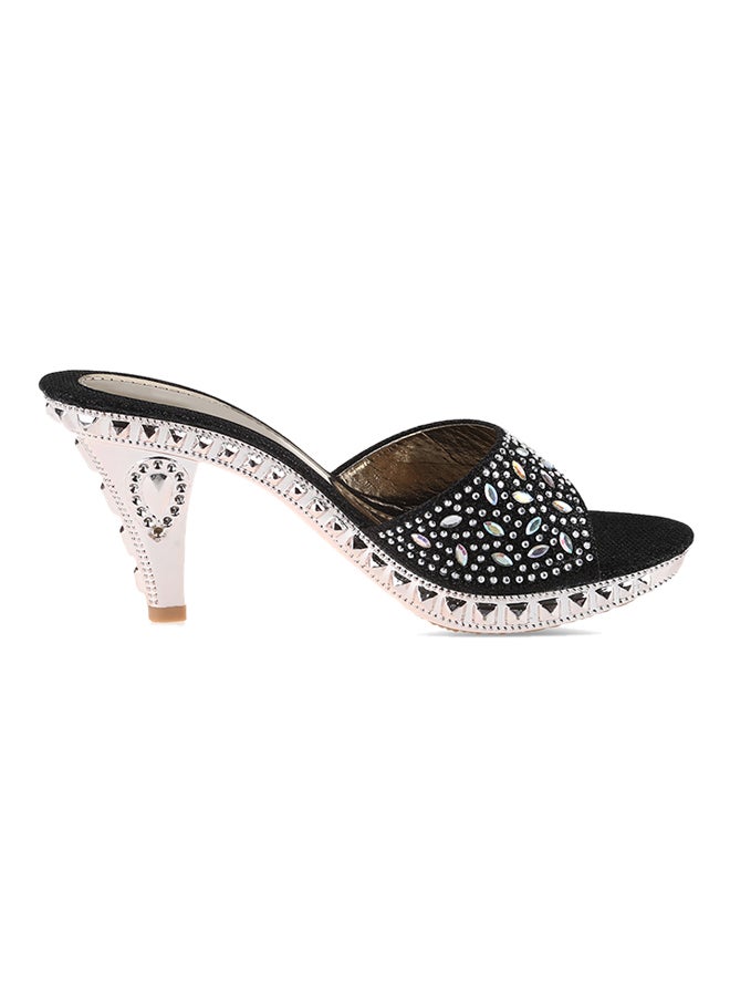 Open Toe High Heel Sandal Black/Silver  - Image 3