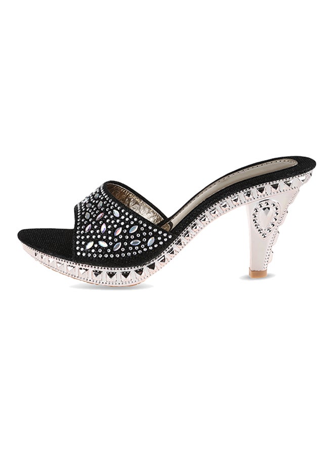 Open Toe High Heel Sandal Black/Silver  - Image 4