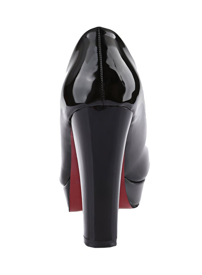 Stylish Thick High Heel Pump Shoe Black  - Image 2