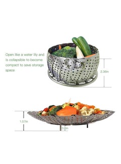 YupFun Folding Stainless Steel Vegetable Steamer Basket Silver 9inch  - Image 2