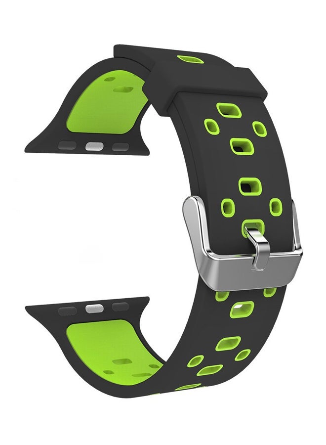 Silicone Sport Edition Replacement Band For Apple Watch 38 mm Series 1/2/3 Black/Green - Image 1