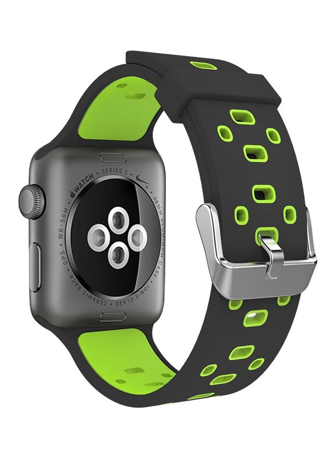 Silicone Sport Edition Replacement Band For Apple Watch 38 mm Series 1/2/3 Black/Green - Image 3