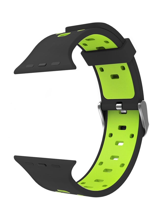 Silicone Sport Edition Replacement Band For Apple Watch 38 mm Series 1/2/3 Black/Green - Image 2