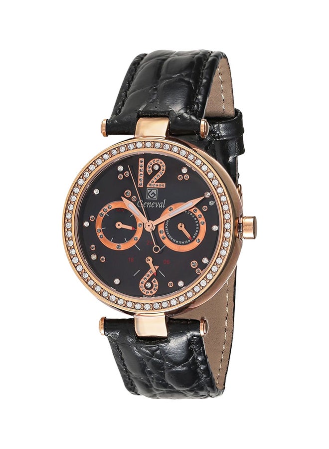 Geneval of Switzerland Women's Leather Analog Watch GLS212RBB  - Image 1