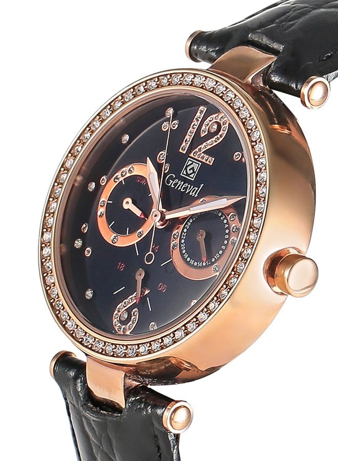 Geneval of Switzerland Women's Leather Analog Watch GLS212RBB  - Image 3