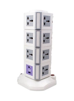 4-Way Vertical Extension Socket White/Grey