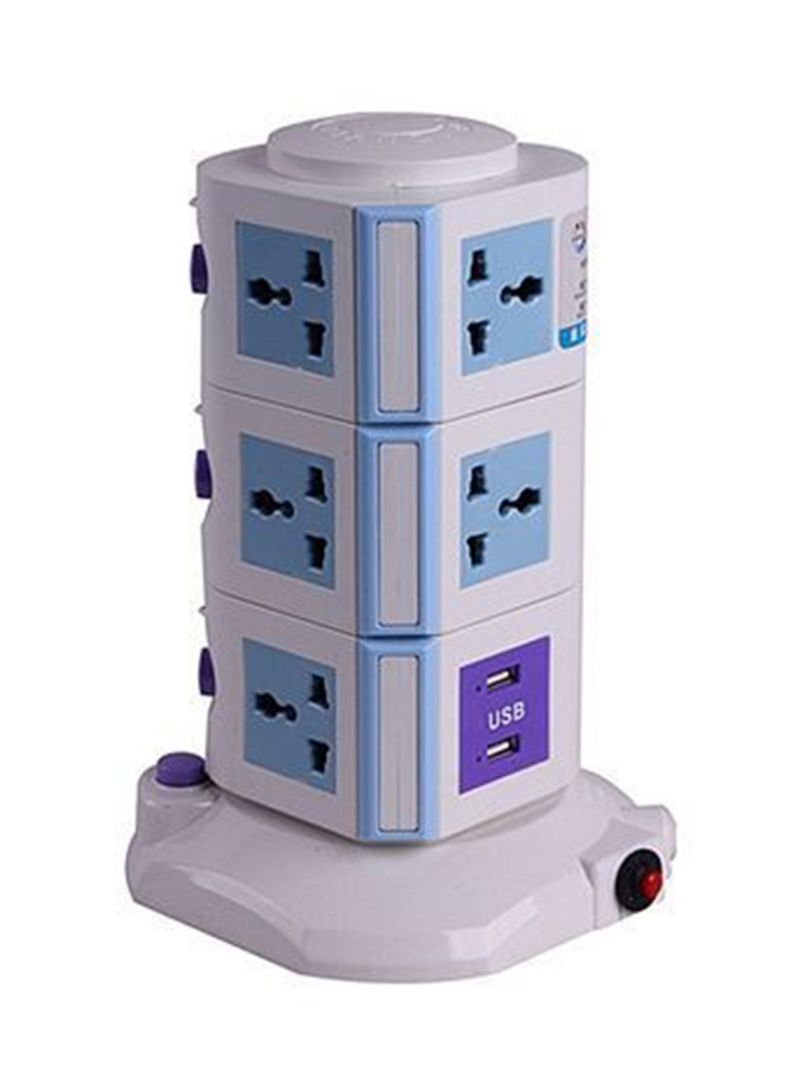 مقبس وصلة كهربائية عمودي أبيض/أزرق