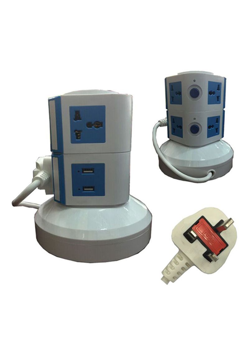 مقبس وصلة كهربائية عمودي أبيض/أزرق