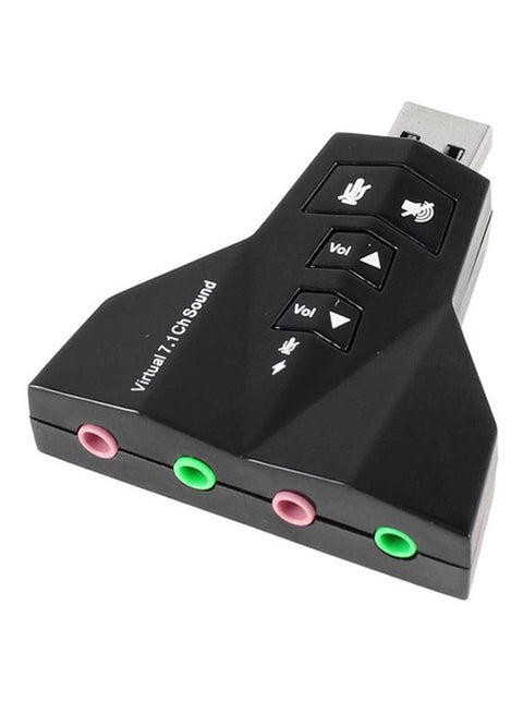 USB To 3D External Sound Card Audio Adapter Black