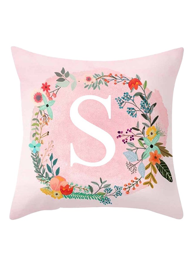 Bluelans S Letter Pattern Easily Washable Decorative Throw Pillow Case Cushion Cover Pink 45 x 45cm 