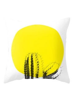 Bluelans Sunset Minimal Cactus Throw Pillow Cover Yellow/White/Black 45x45cm 
