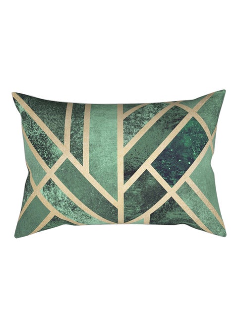 Modern Geometric Pillow Cover polyester Green/Gold 30x50cm