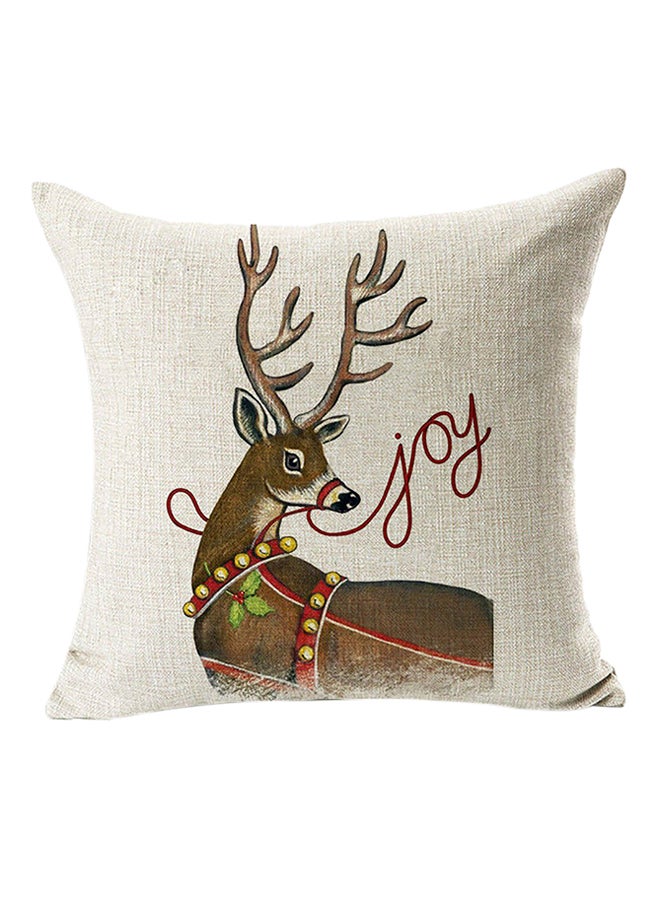 Bluelans - Christmas Deer Joy Printed Throw Pillow Cover Multicolour 45x45cm - Image 1