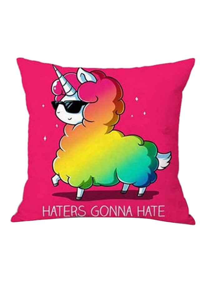 Bluelans Unicorn Print Cartoon Pillow Cover Multicolour 45x45cm 