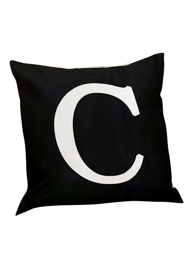 بلولانز غطاء وسادة صغير للزينة بطبعة حرف مضئ بإضاءة LED أسود 45x45سم