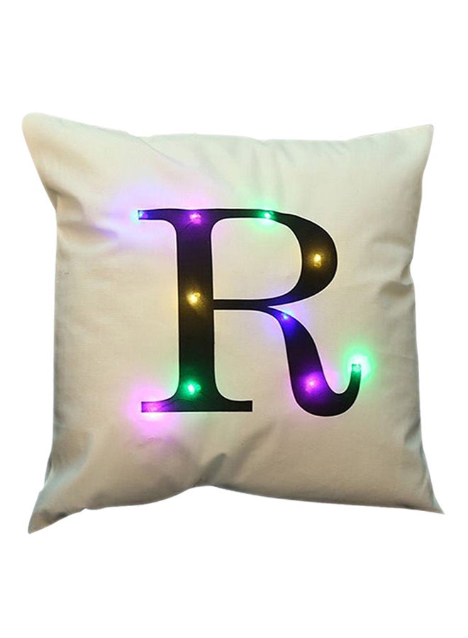 Bluelans LED Light Up Letter R Print Throw Pillow Cover White 45x45centimeter 
