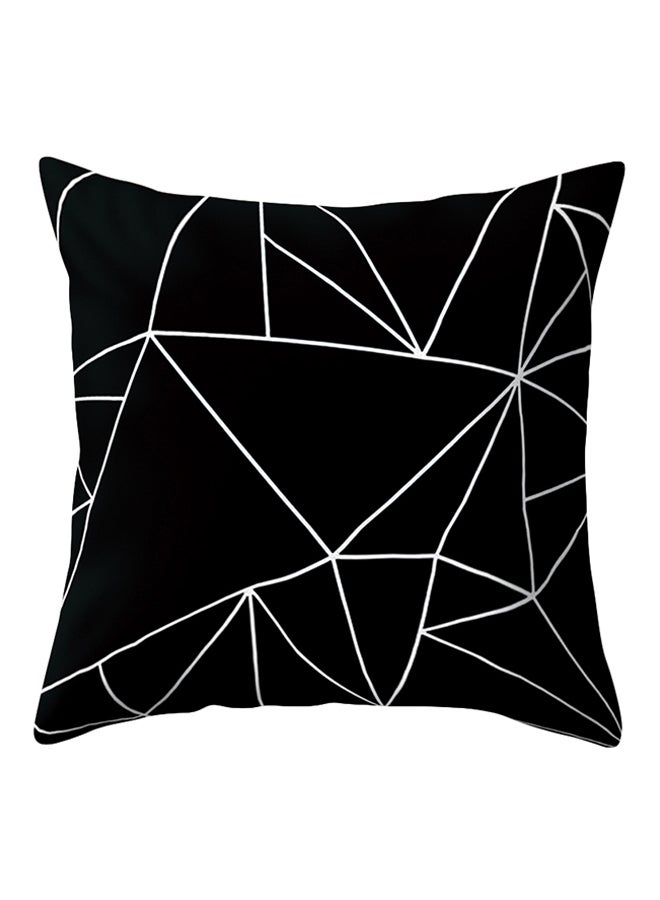 بلولانز غطاء وسادة زينة بنمط أشكال هندسية أسود/ أبيض 45x45سم