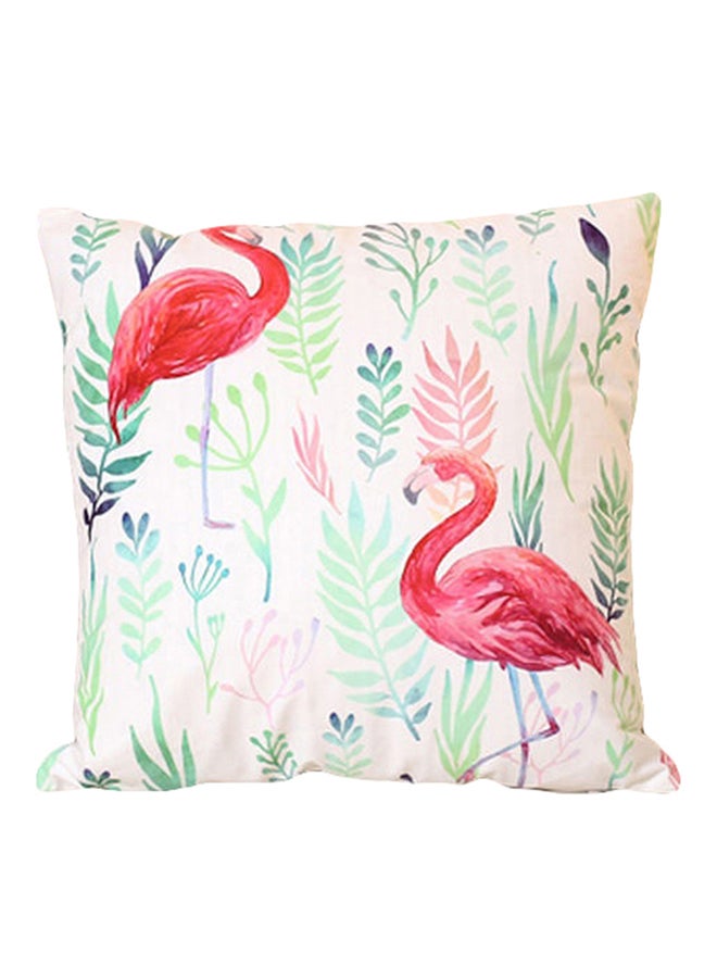 Bluelans Flamingo Print Throw Pillow Cover Brown/Red/Green 45x45cm 