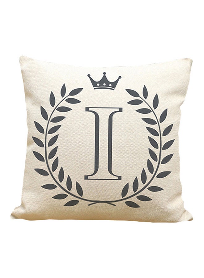 Bluelans English Letters Print Pillow Cover Beige/Black 45x45centimeter 