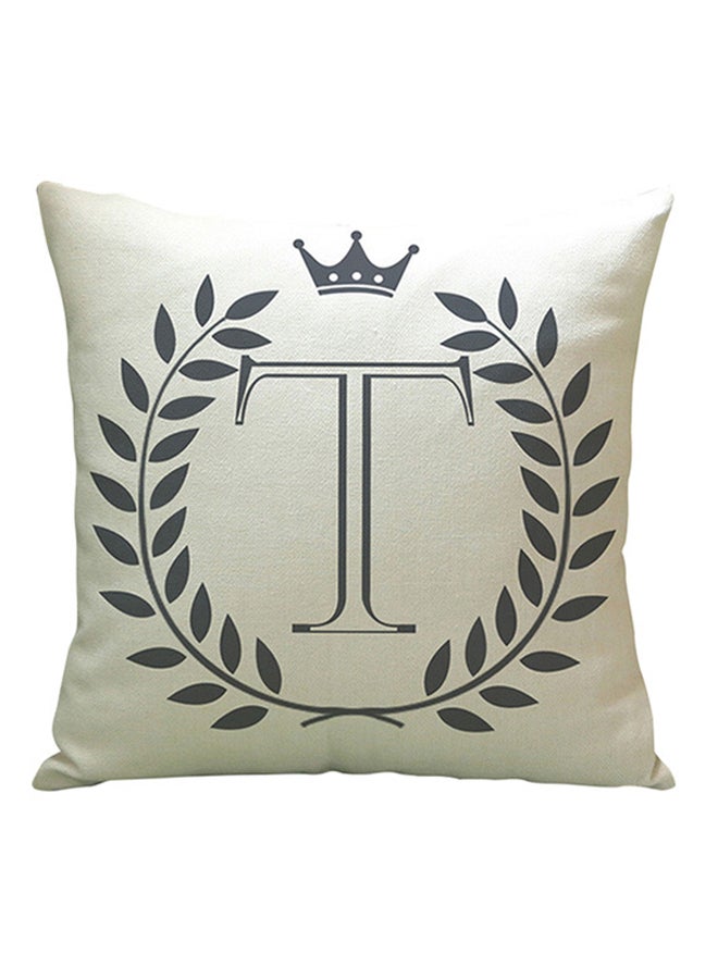 Bluelans English Letters Print Pillow Cover Beige/Black 45x45centimeter 