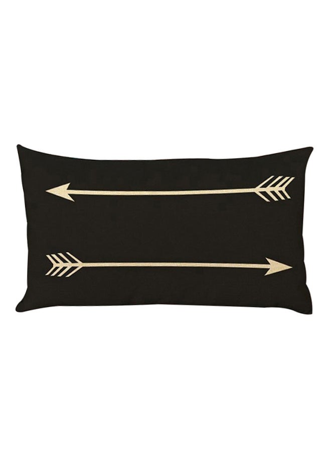 بلولانز غطاء وسادة مطبوع عليه أسهم باتجاه خلفي كتان أسود / بيج 30x50سم