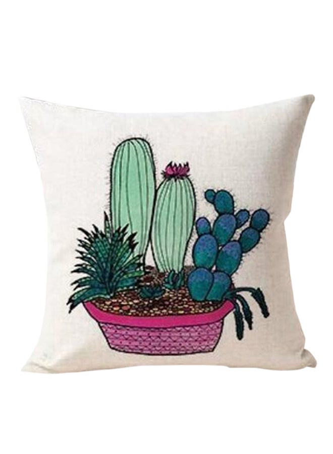 Succulent Potted Print Pillow Cover White/Blue/Pink 45x45centimeter - v1519558280/N13321367A_1