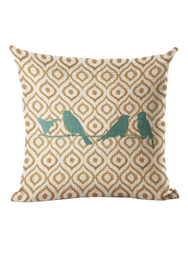 بلولانز غطاء وسادة زينة مزين بطائر جميل بيج / بني 45x45سم