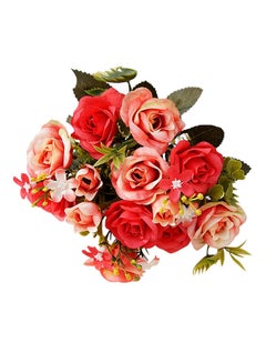 Bluelans 15 Heads European Style Artificial Royal Rose Flower Red 28cm 