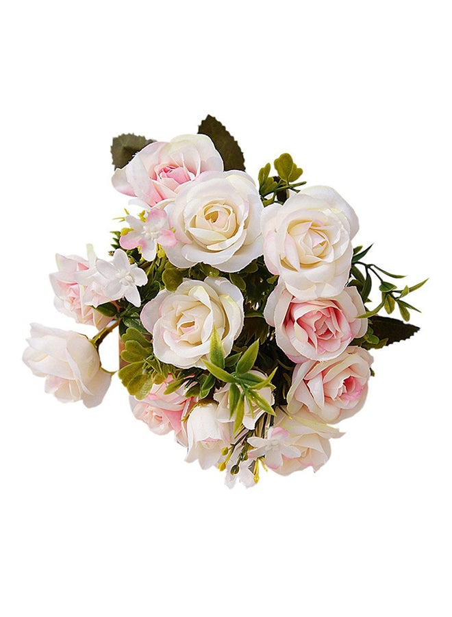 Bluelans 15 Heads European Style Artificial Royal Rose Flower Light Pink 28centimeter 