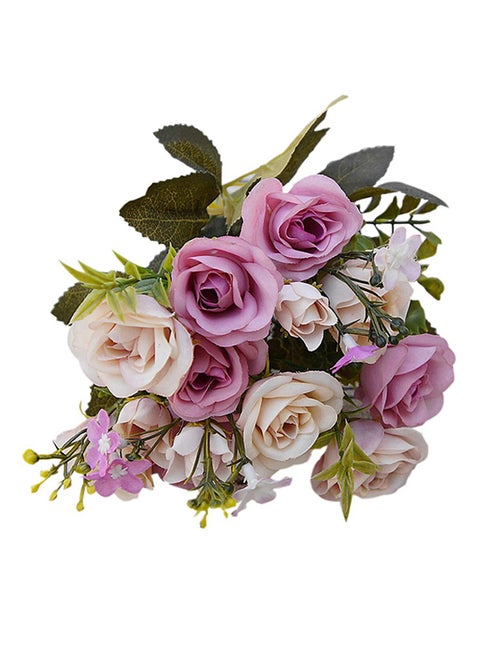 15 Heads European Style Artificial Royal Rose Flower Dark Pink 28centimeter