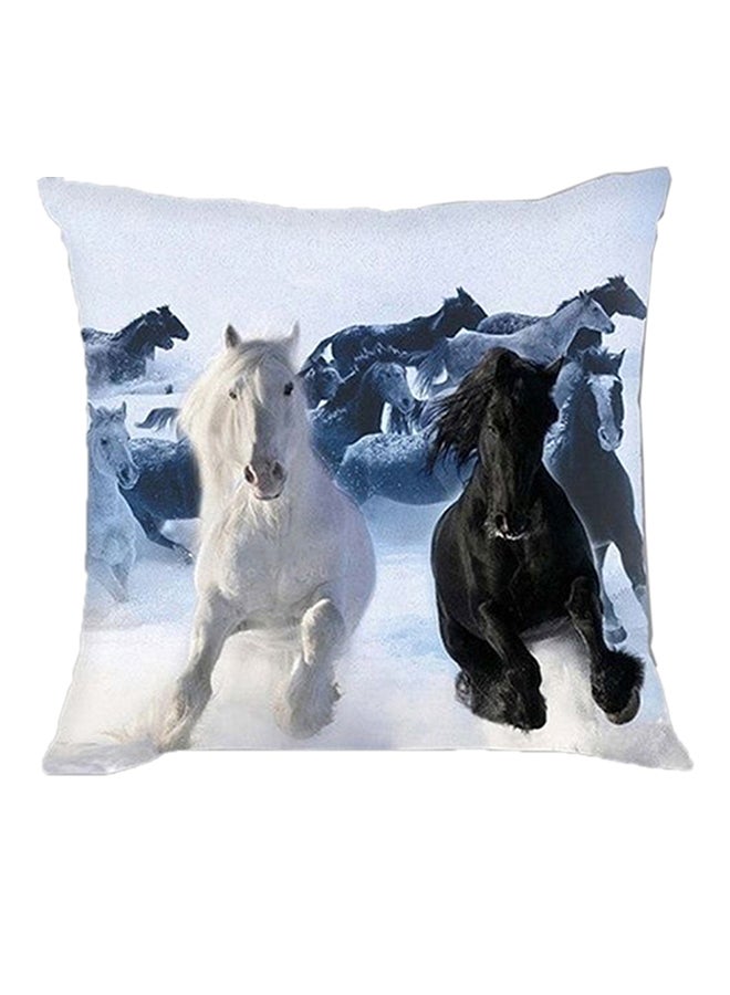 Bluelans 18-Inch Watercolor Horse Print Pillow Cover Multicolour 45x45centimeter 