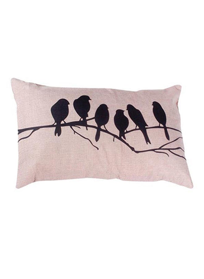 بلولانز غطاء وسادة زينة مطبوع عليه طيور بيج / أسود 30x50سم
