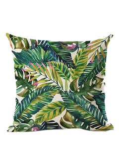 Bluelans Tropical Plant leaves Printed Cushion Cover Green/White/Black 45x45centimeter 