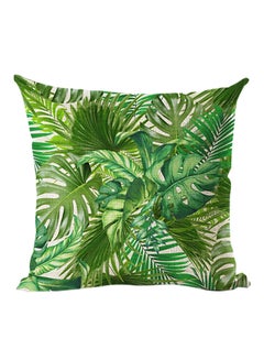 Bluelans Tropical Plant leaves Printed Cushion Cover Green/White 45x45centimeter 