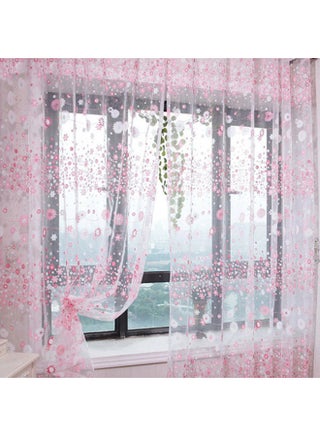 Floral Voile Window Door Curtain Pink 100x200cm - v1519558483/N13321997A_1