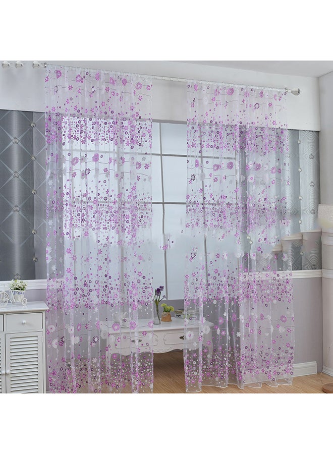 بلولانز ستارة لباب النافذة من نسيج الفوال مزينة بنقشة الزهور أرجواني 100x200سم