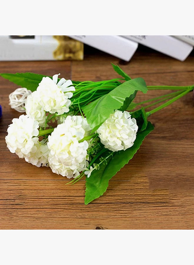 Bluelans 9 Heads Artificial Hydrangea Silk Flower Bouquet White/Green 30centimeter - Image 2