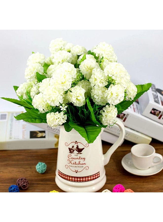 Bluelans 9 Heads Artificial Hydrangea Silk Flower Bouquet White/Green 30centimeter - Image 1
