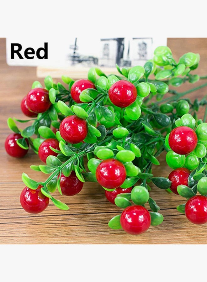 Bluelans 6 Branches With 18 Heads Artificial Fruits Red/Green 35centimeter  - Image 2