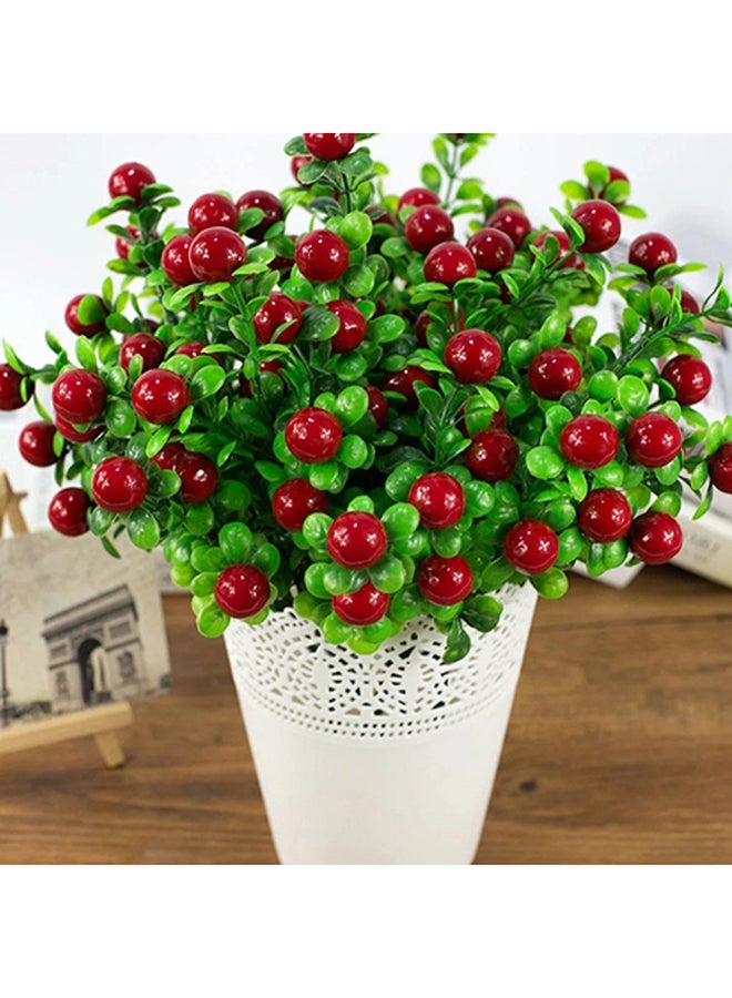Bluelans 6 Branches With 18 Heads Artificial Fruits Red/Green 35centimeter  - Image 1