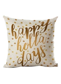 Bluelans Decorative Xmas Theme Throw Pillow Cover White/Gold 45x45cm 
