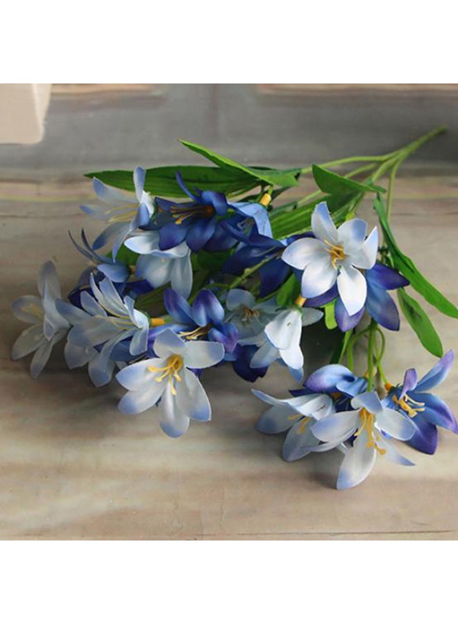 Bluelans 24 Lovely Artificial Lily Flower Bouquet Blue/Green 36centimeter