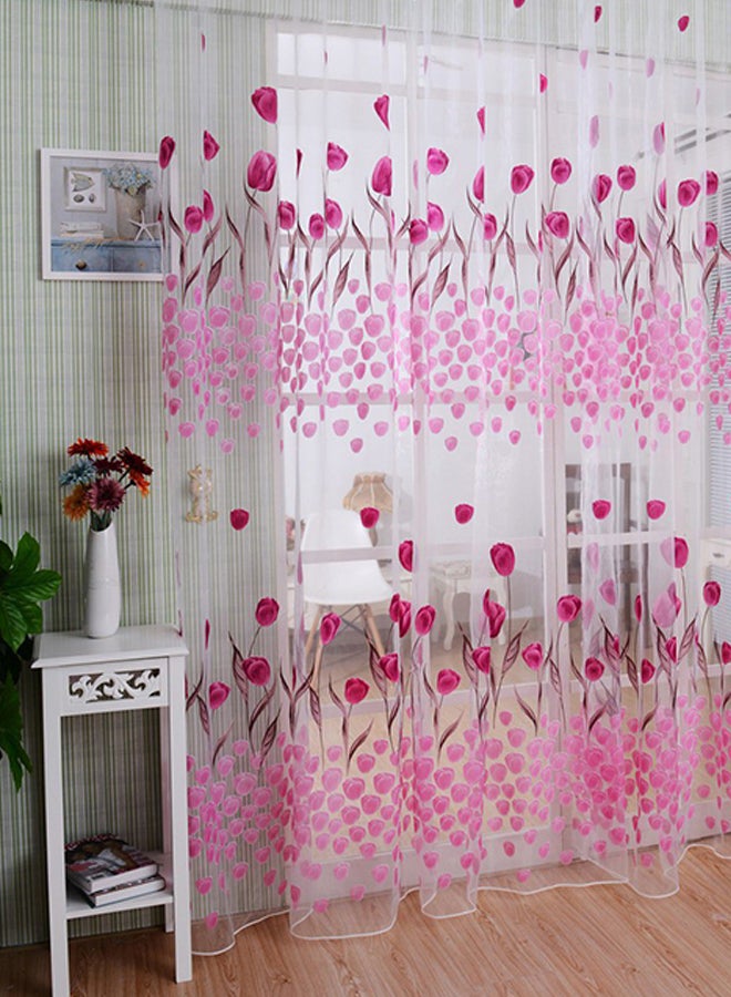 بلولانز ستارة شفافة مطبوع عليها زهور توليب جميلة وردي 1x2متر