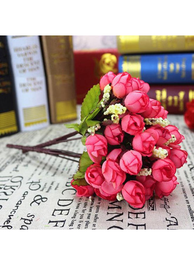 Bluelans 15 Sweet Artificial Rosebud Flower Bouquet Pink/Green/White 24centimeter  - Image 2