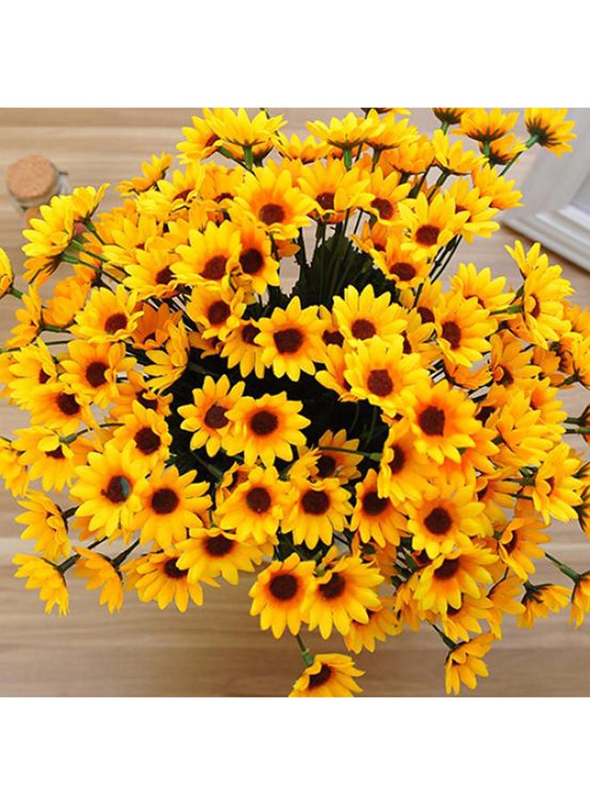 بلولانز باقة زهور دوار الشمس الاصطناعية صغيرة الحجم مكونة من 14 زهرة بجذع واحد أصفر/ أخضر 33Ø³Ù†ØªÙŠÙ…ØªØ± - Image 2