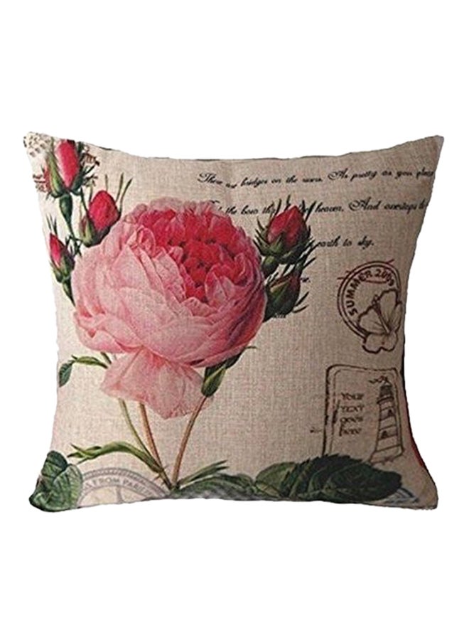 بلولانز غطاء وسادة زينة برسمة لزهرة عتيقة أبيض/وردي/أخضر 45x45Ø³Ù†ØªÙŠÙ…ØªØ±